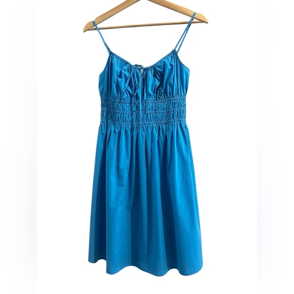 Rails Miriam Pacific Cotton Poplin Keyhole Tie Cami Smocked Waist Mini Dress - Picture 3 of 6
